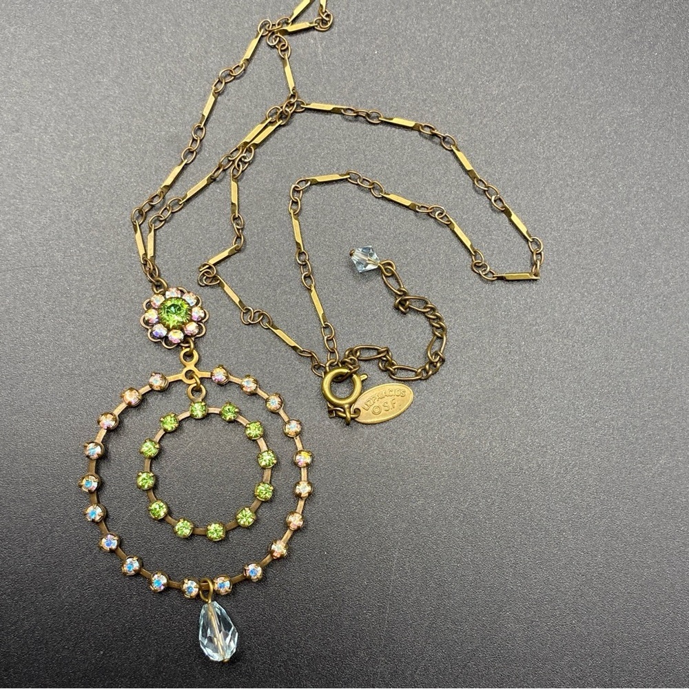 LIZ PALACIOS SF Swarovski Crystal Bronze Circles Dangle Necklace